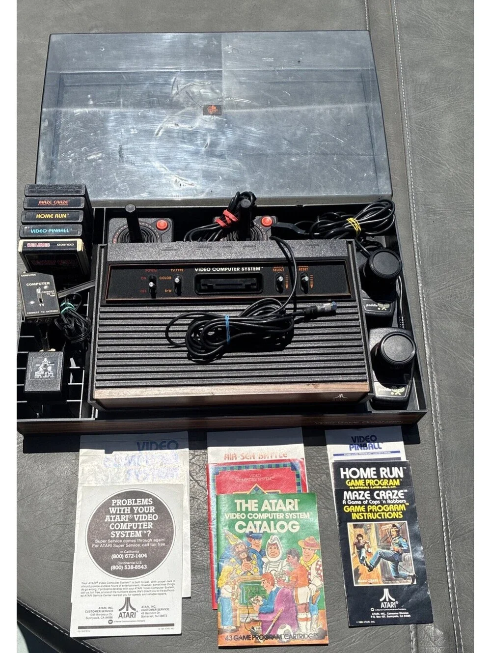 Atari 2600cx-a System Woodgrain Controller Games  & Hartzell Organizer Works